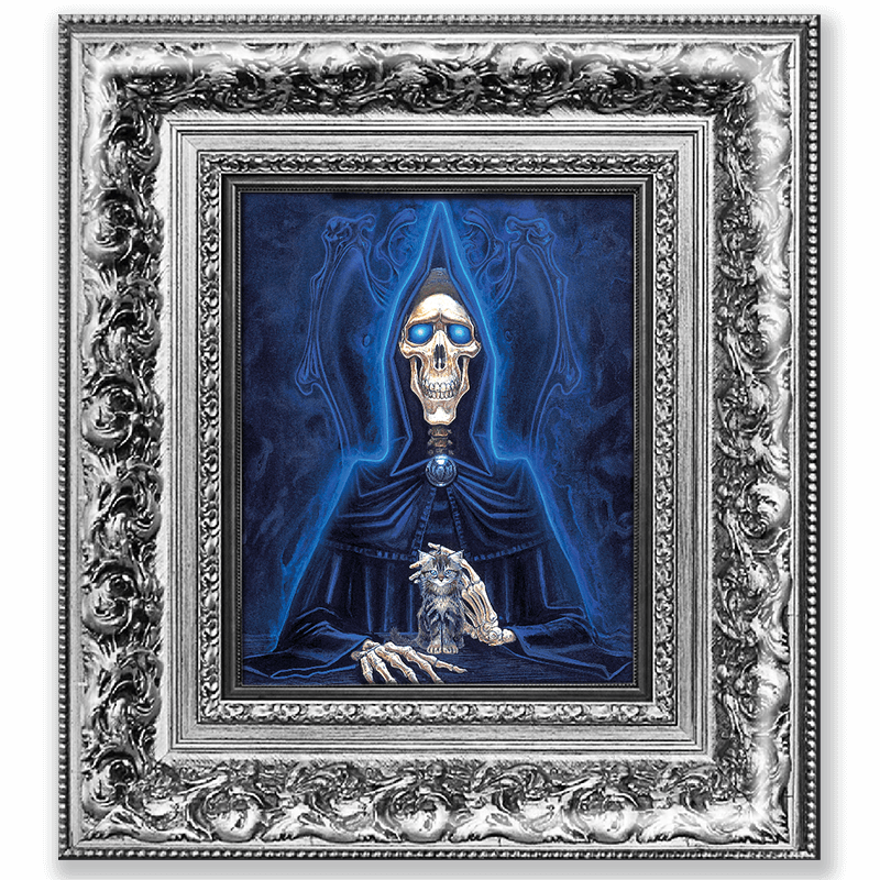 Death with Kitten Framed - Domed Sticker